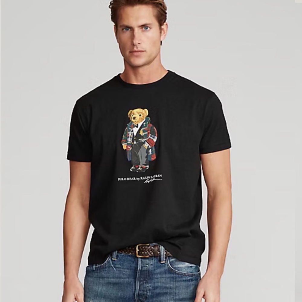 Men’s Classic Fit Polo Bear Jersey T-shirt in Black